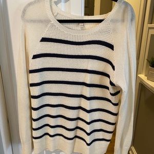 J Crew Cream and Navy striped sweater